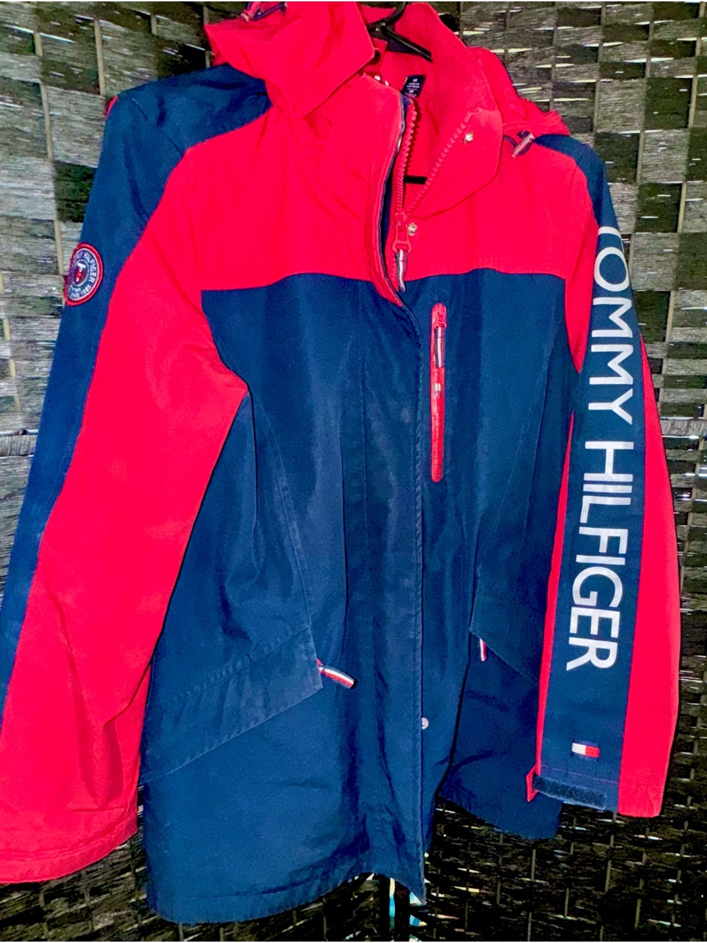 Tommy Hilfiger Women’s Waterproof Colorblock Jacket - Navy & Red